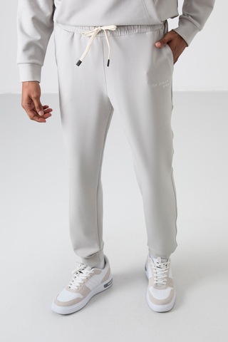 Tommy Life Taş Pamuklu Kalın Yumuşak Dokulu Comfort Fit Nakışlı Erkek Eşofman Takım - 85255 Taş Rengi Taş