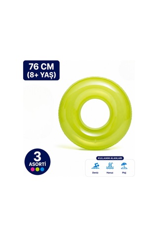 Mainshop Intex Şeffaf Renkli Çocuk - Yetişkin Deniz Simidi 76 Cm 8+ Yaş Havuz Simidi M- 59260