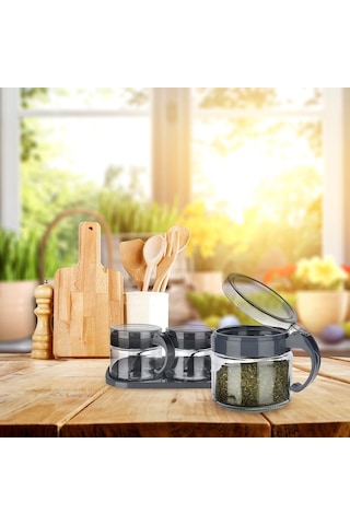 Standlı 3 Lü Baharat Seti - 300 ML. Siyah