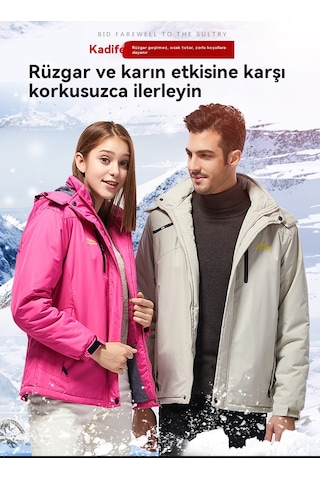 Erkek Outdoor Çift Ceket Peluş Ve Kalınlaştırılmış Siyah Siyah