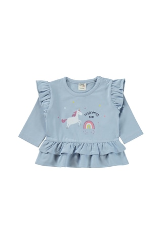 Civil Baby Unicorn Baskılı Fırfırlı 3-18 Ay Takım - Mavi