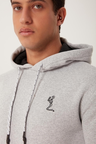 Polostate Erkek İskelet Nakışlı 3 İplik Sweatshirt Gri