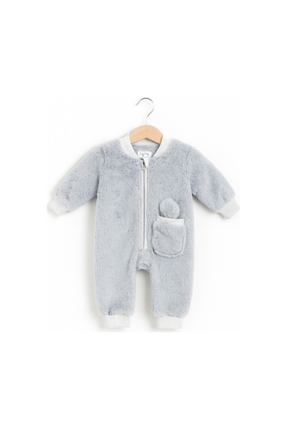 Baby Fou Peluş Tulum Gri Bebek Tulumu