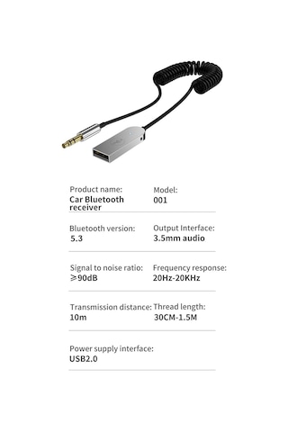 Homyl Araba Bluetooth Alıcısı Usb 2.0 - 3.5mm Jak Araç