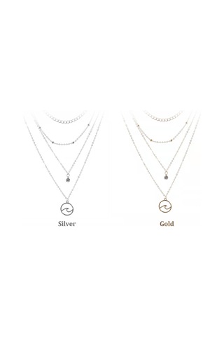 Padalink Bayanlar İçin Bohemya Stili Dört Katlı Altın/gümüş Renkli Alüminyum Müzik Aleti Pendentli Kolye - İnce Klavikül Gösterimi Silver