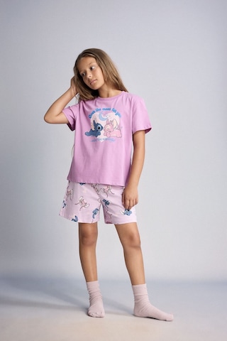 Defacto Dısney Lılo & Stıtch Lisanslı Regular Fıt Şortlu 2li Pijama Açık Mor Takımı Kız Çocuk H8094a826hspr444 Mor-pr444