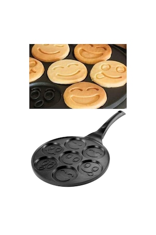 Döküm Granit Kaplama Emoji Pankek Tavası Pancake Siyah 28cm