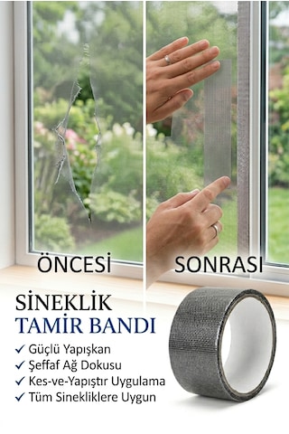 Sineklik Tamir Bandı 48mm X 2m Kolay Uygulama Yırtık Sineklik Onarıcı Bant Ölçüler - 48 x 30 CM