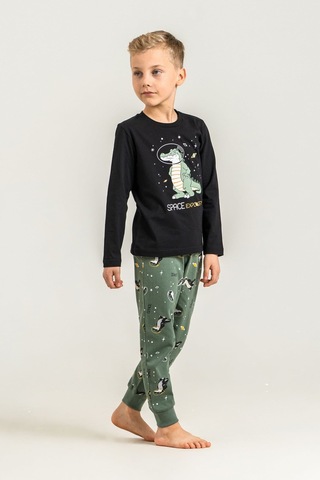 Minipomes 3-9 Yaş Erkek Çocuk Space Expo Crocodil Süprem Pijama Takım Siyah