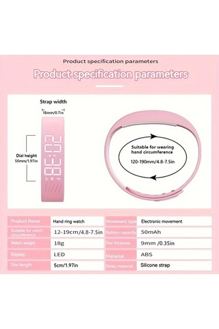 Primepickings 2025 Unisex Basit 's/'s Elektronik Saat Usb Şarj Işıklı Adımsayar Hediye Green Diğer