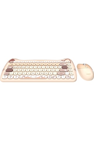 Catty Mini Wireless-bluetooth Kablosuz Ultra Sessiz Özel Tasarımlı Q Klavye Mouse Set Bej Km-6285 Diğer