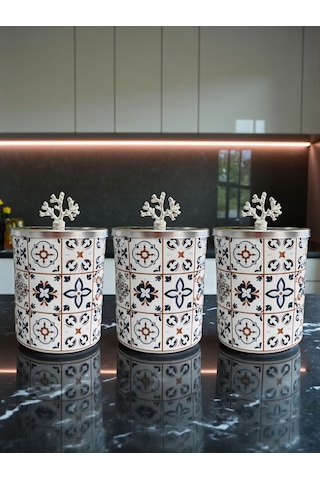Çeyiz Seti - 103 Ceramic Desen Mutfak Seti Gümüş Siyah