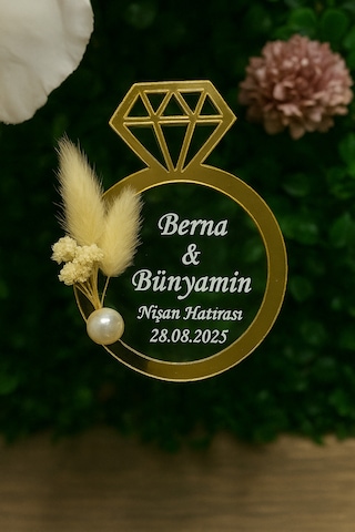 Uv Baskı Pleksi Magnet Söz, Nişan, Nikah, Düğün, Kına 10 Adet Bordo