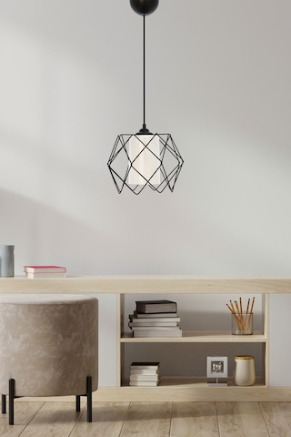 Trend Kitchen Koza White Glass One Mutfak Antre Koridor Sarkıt Avize Siyah