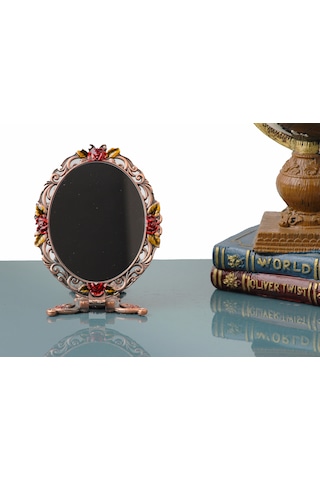 Otantik İşlemeli Taşlı Zamak Döküm Katlanır El Aynası Hürrem Ayna