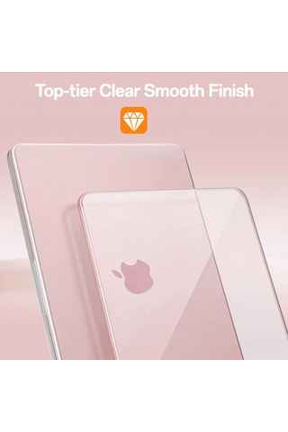 Macbook Uyumlu Neo 13inç A18 Pro A3404 Kılıf Kristal Ön Arka Şeffaf Kapak Pembe