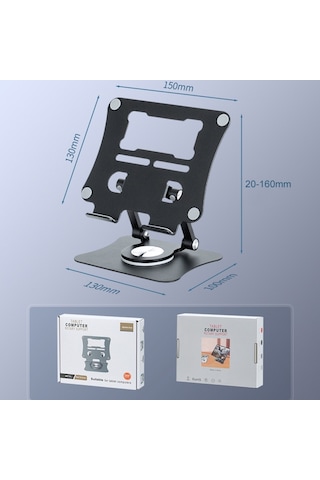 Cbtx G68 Masaüstü Katlanabilir Telefon Tablet Standı Alüminyum Alaşımlı 360 Derece Dönen Tablet Tutucu - Siyah