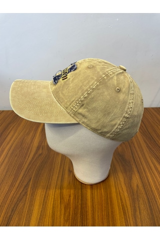 Hamze Vintage Yıkamalı Eskitme Model İthal Nakışlı Unisex Cap Şapka Bej