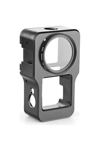 Butu Agdy47 Alüminyum Alaşımlı Koruyucu Metal Kasa Çerçeve Kafesi + Djı Action 2 Kamera Aksesuarları İçin Uv Lens Filtresi - Siyah