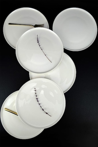 Digithome Elif Porselen 6'lı Servis Ve Sunum Tabağı Seti 27 Cm Krem - Tl4052334 C320.003