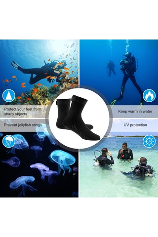 Xindoker Erkek Kadın Dik Kalın Neopren Su Çorabı - Isı Tutucu, Kaymaz Önlü, Su Geçirmez - Suların Altında Sporlar İçin Xl Siyah Siyah