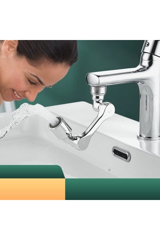 Uzatma Musluğu Su Tasarrufu Musluk 1080 Döner Musluk Başlığı Gümüş