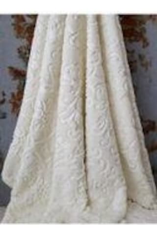 Merinos Elegans Çift Kişilik Battaniye Çiçek Desen Battaniye Ekru