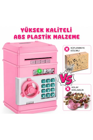Çocuk Fotoğraf Makinesi + Şifreli Kumbara Seti Eğitici Oyuncak  Kamera Ve Para Kasası