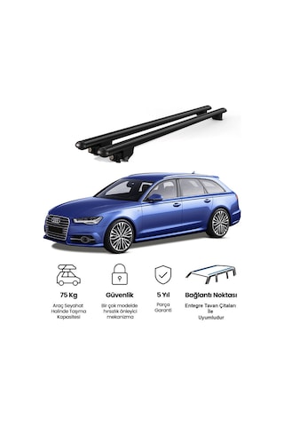 Kanca Audi A6 Avant 2012-2018 Uyumlu Siyah Kilitli Ara Atkı 120cm Port Bagaj Tavan Barı