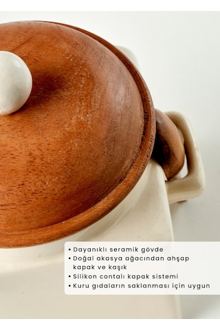 Bella Maison Sucre Seramik Kavanoz Krem 800 Ml Krem