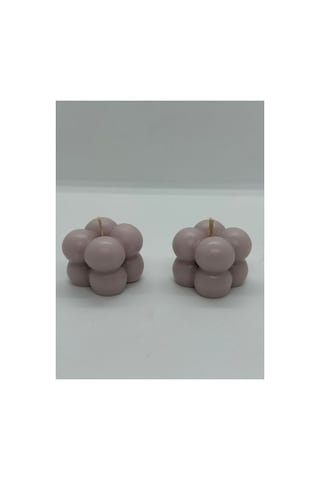 El Yapımı Bej Küp Mum 2'li Küçük Bubble %100 Soya Wax Düğün/kına/nişan/hediyelik Bej