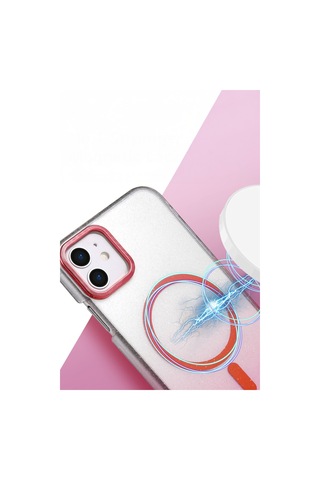 Apple iPhone Uyumlu 12 Glossy Magsafe Kapak - Pembe