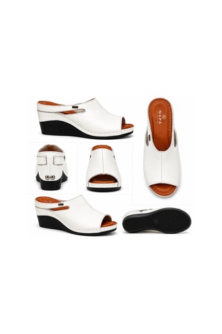 N Napa Shoe Np.1001.beyaz Deri Terlik