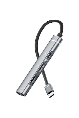 ALLY 4in1 Type-C+3.5mm+USB Girişli Çoğaltıcı Adaptör Çevirici Hu