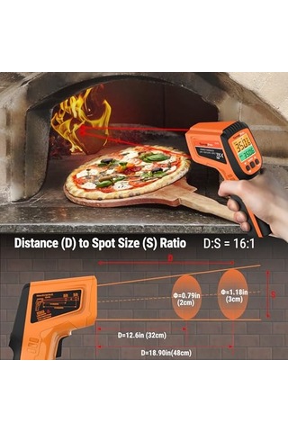 Thermopro Tp450 Endüstriyel Kızılötesi Lazer Termometre, -50 C İle 550 C Temassız Isı Ölçer Tabanca, Çift Lazerli Ve Ayarlanabilir Emissivity Sanayi Tipi