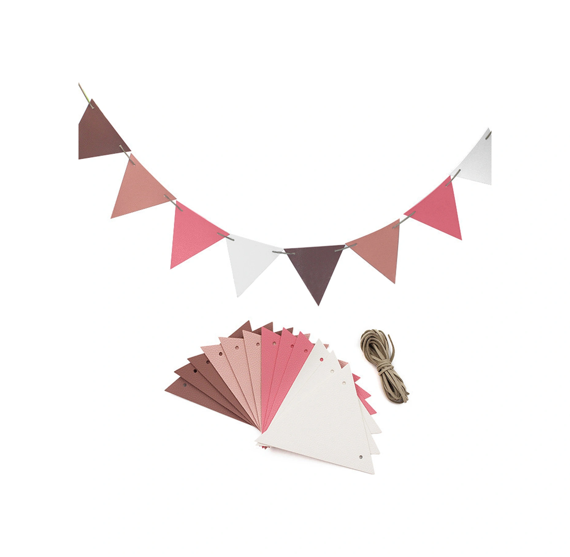 Xindoker 3 Metre Deri Askı Bayrak Seti - Piknik Ve Kamp İçin Renkli Bayraklar Pembe Seçenek Pembe