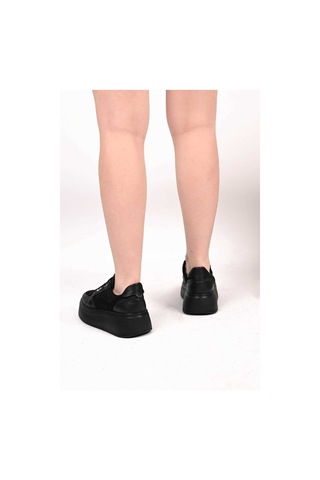 Bestello Bağcıklı Poli Taban Hakiki Deri Sneaker 334-7877-49 Kadın Ayakkabı Siyah