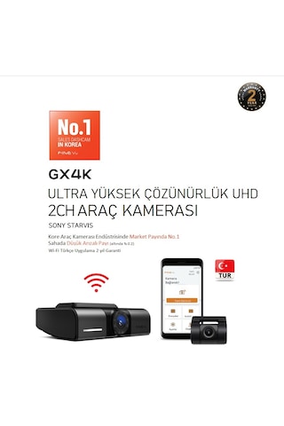 Fınevu Gx4k Ultra Hd 2ch Wi-fi Türkçe 2kameralı Araç Kamerası