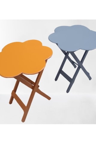 1448bng90096çanta Zigon Sehpa Papatya Model İkili Takım Ahşap Mdf Hardal Ve Gri Renk Uyum El Yapım