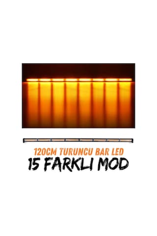 Turuncu Tepe Çakar Bar Led 120 Cm 12-24v Off Road Çekici Traktör İkaz Lambası Çakar 17 Modlu