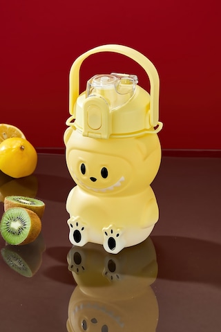 Labubu Suluk - 1000 Ml Taşınabilir Kulplu, Pipetli, Bpa Sız, Kilitli Ve Sızdırmaz Kapak - Sarı Sarı
