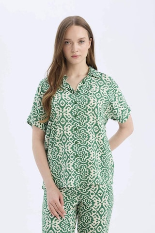 Defacto Regular Fit Desenli Kısa Kollu Gömlek C9621ax25spgn751 Yeşil