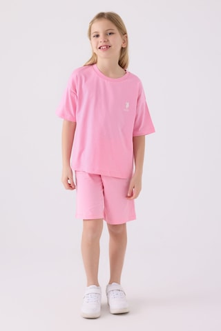 U.S. Polo Assn. Kız Çocuk Pembe Bermuda Takım Us1848-c-v21 Pembe