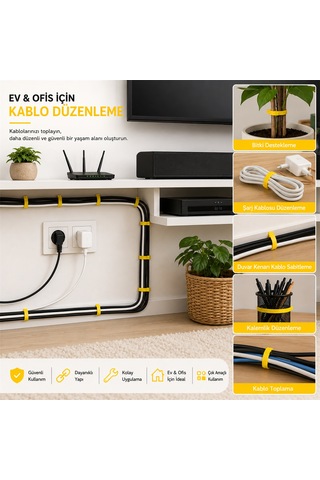 Alegron Sarı Plastik Kelepçe 4,8 X 300 Mm 100 Adet