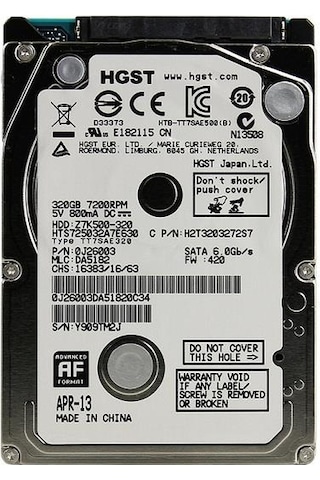 Hitachi-Hikoki Travelstar HTS725032A7E630 2.5" 320 GB 32 MB Cache SATA 3 HDD