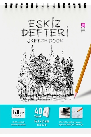 Eskiz A5, A4 Spiralli Defter 2'li Set Renkli
