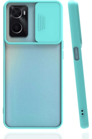 Noktaks - Oppo Uyumlu Oppo A96 4g - Kılıf Slayt Sürgülü Arkası Buzlu Lensi Kapak - Siyah