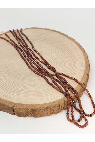 Yasam Tohumu Lal Garnet Granat Taşı Yarım Dizi 2 MM 17 CM Altın