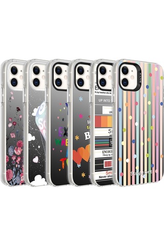 Apple Uyumlu iPhone 12 Uyumlu Desenli Zore Silver Sert Kılıf-kalp Kalp -