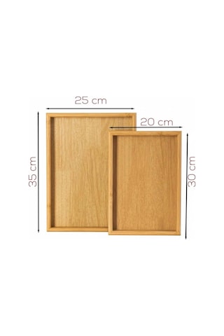 Bambu İkili Tepsi Seti, Servis & Sunum Tepsisi 20 30 Cm 35 25 Cm, Doğal Bambu Rengi Çok Renkli